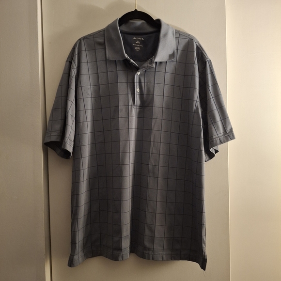 George Men's Polo in Dark Gray Checkered Pattern - Picture 1 of 7